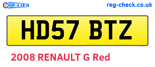 HD57BTZ are the vehicle registration plates.