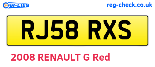 RJ58RXS are the vehicle registration plates.