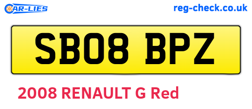 SB08BPZ are the vehicle registration plates.