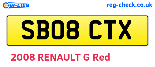 SB08CTX are the vehicle registration plates.
