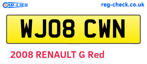 WJ08CWN are the vehicle registration plates.