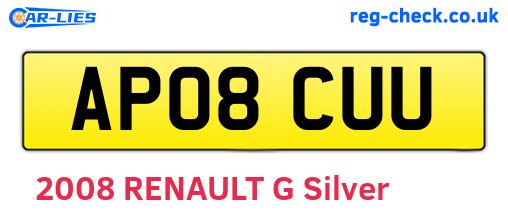 AP08CUU are the vehicle registration plates.