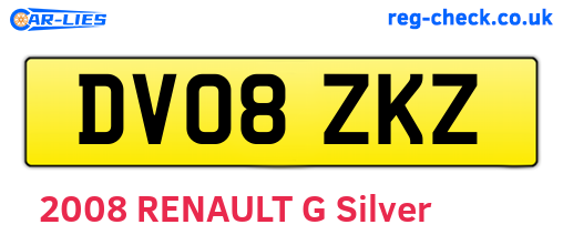DV08ZKZ are the vehicle registration plates.