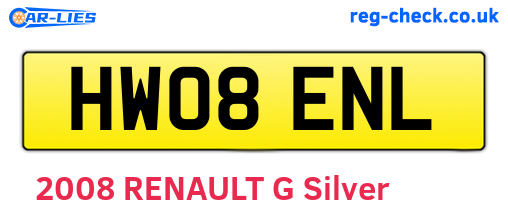 HW08ENL are the vehicle registration plates.