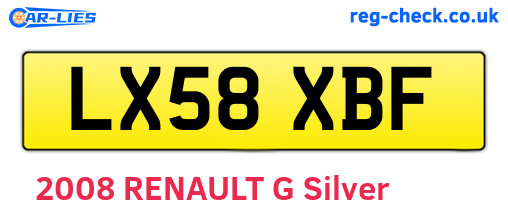 LX58XBF are the vehicle registration plates.