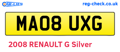 MA08UXG are the vehicle registration plates.
