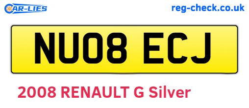 NU08ECJ are the vehicle registration plates.