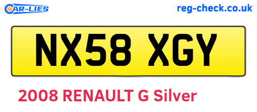 NX58XGY are the vehicle registration plates.