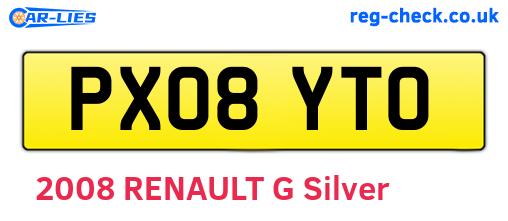 PX08YTO are the vehicle registration plates.