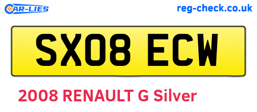 SX08ECW are the vehicle registration plates.
