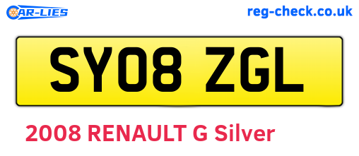 SY08ZGL are the vehicle registration plates.