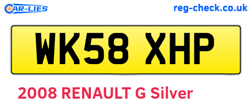 WK58XHP are the vehicle registration plates.
