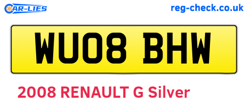 WU08BHW are the vehicle registration plates.