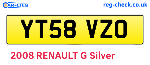 YT58VZO are the vehicle registration plates.