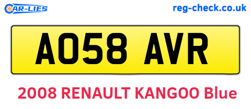 AO58AVR are the vehicle registration plates.
