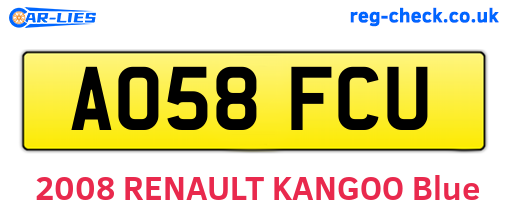 AO58FCU are the vehicle registration plates.