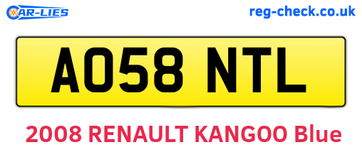 AO58NTL are the vehicle registration plates.