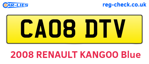 CA08DTV are the vehicle registration plates.