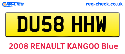DU58HHW are the vehicle registration plates.