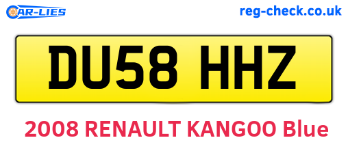 DU58HHZ are the vehicle registration plates.