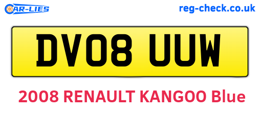 DV08UUW are the vehicle registration plates.