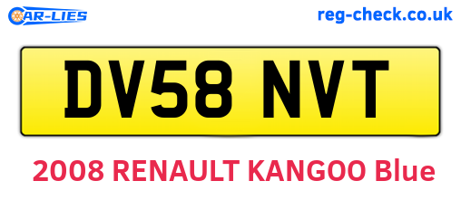 DV58NVT are the vehicle registration plates.