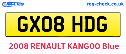 GX08HDG are the vehicle registration plates.
