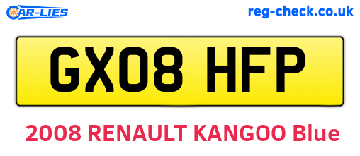 GX08HFP are the vehicle registration plates.