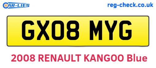 GX08MYG are the vehicle registration plates.