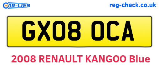 GX08OCA are the vehicle registration plates.