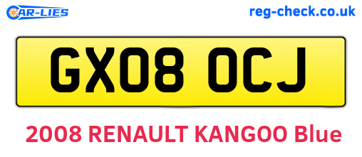 GX08OCJ are the vehicle registration plates.