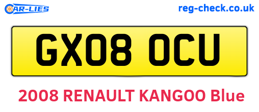 GX08OCU are the vehicle registration plates.
