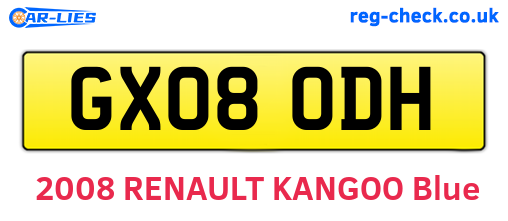 GX08ODH are the vehicle registration plates.