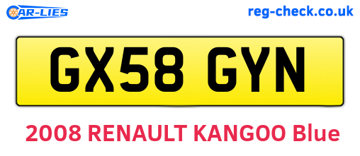 GX58GYN are the vehicle registration plates.