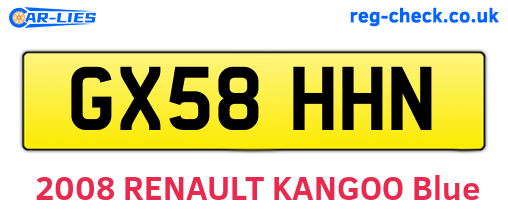 GX58HHN are the vehicle registration plates.