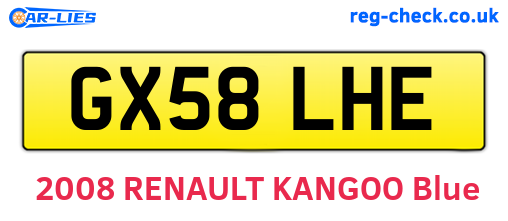 GX58LHE are the vehicle registration plates.