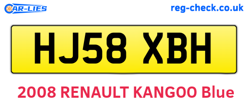HJ58XBH are the vehicle registration plates.