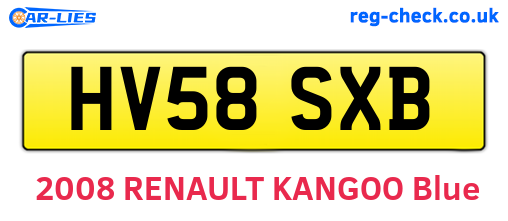 HV58SXB are the vehicle registration plates.