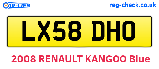 LX58DHO are the vehicle registration plates.