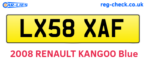 LX58XAF are the vehicle registration plates.