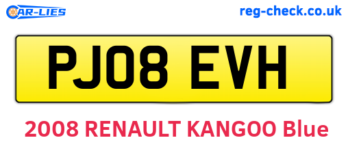 PJ08EVH are the vehicle registration plates.