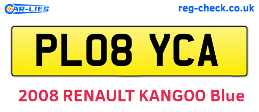 PL08YCA are the vehicle registration plates.