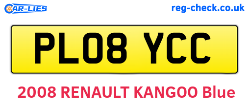 PL08YCC are the vehicle registration plates.