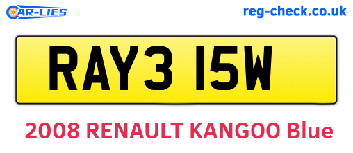 RAY315W are the vehicle registration plates.