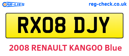 RX08DJY are the vehicle registration plates.