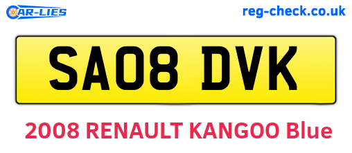 SA08DVK are the vehicle registration plates.