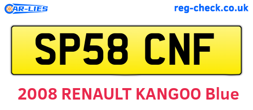 SP58CNF are the vehicle registration plates.
