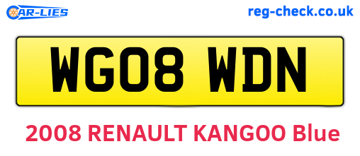 WG08WDN are the vehicle registration plates.