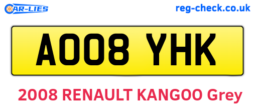 AO08YHK are the vehicle registration plates.