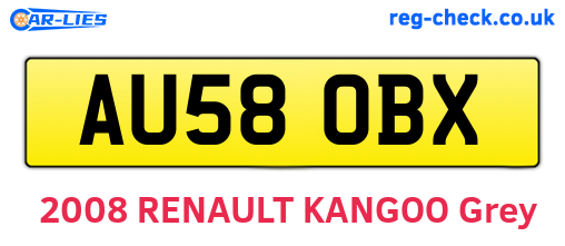 AU58OBX are the vehicle registration plates.